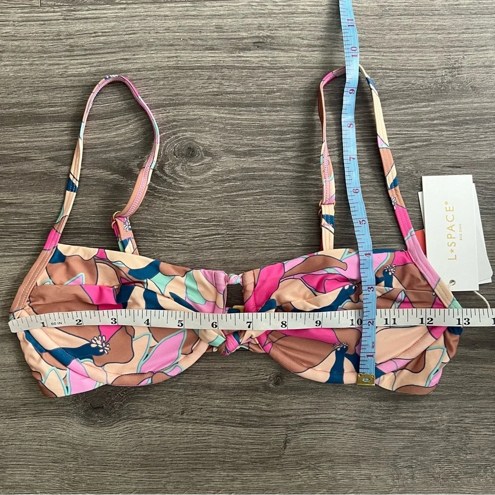 L*SPACE Rose Underwire Bikini Top Small Floral Pink Balconette Swimwear Revolve